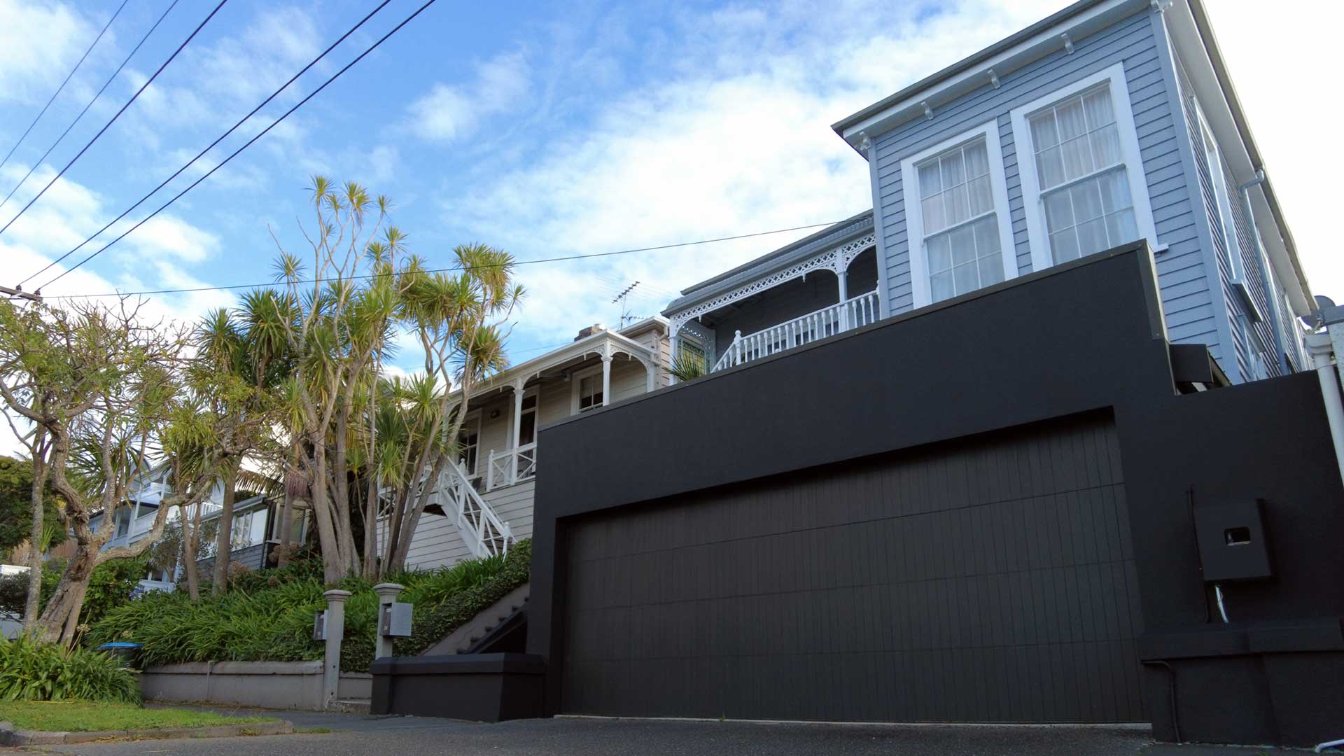 house with dark garage